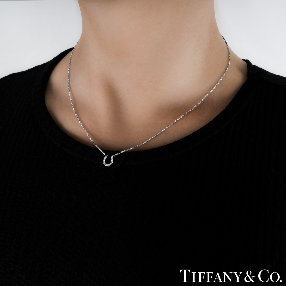 TIFFANY & CO - Platinum and diamond horseshoe pendant necklace |  Selfridges.com